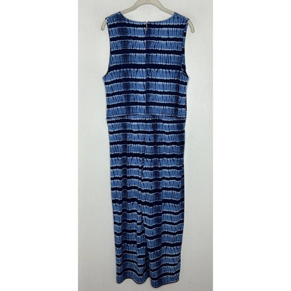 MICHAEL MICHAEL KORS Blue Tie Dye Tie Front Sleeveless Jumpsuit Size Large - Picture 7 of 7